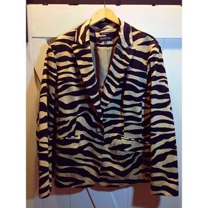Tan black zebra 22W Jones NewYork blazer